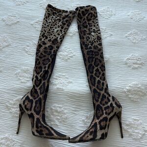 Dolce & Gabbana Leopard Print Over the Knee Boots